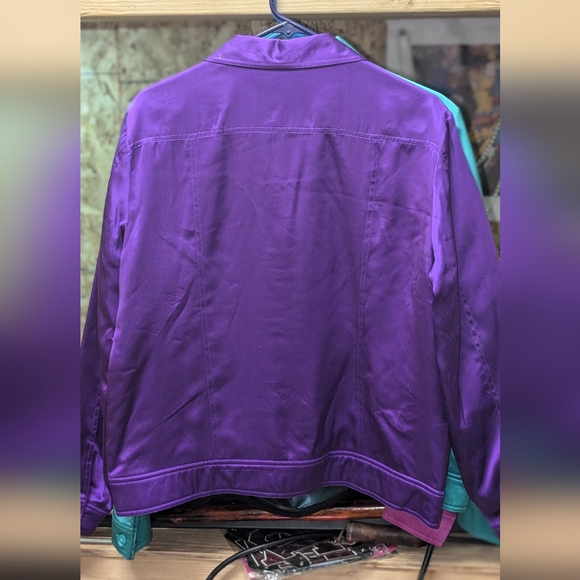 Purple, Teal Green, Pink Worthington Silk Blouse Jackets Size Large - Picture 3 of 9